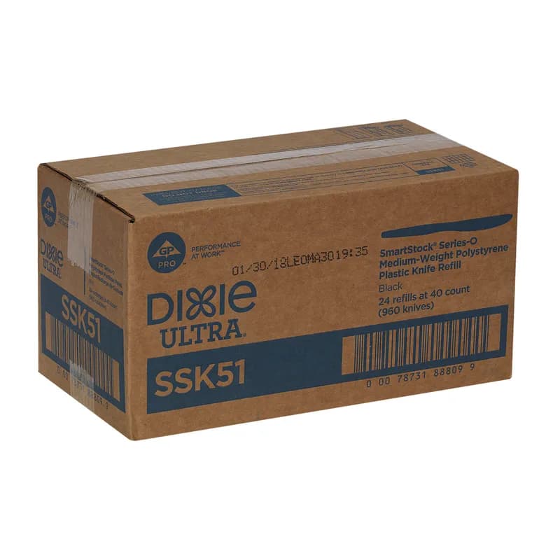 Dixie® Ultra SmartStock® Series-O Knife PS Black Medium Weight Refill 40 Count/Pack 24 Packs/Case 960 Count/Case