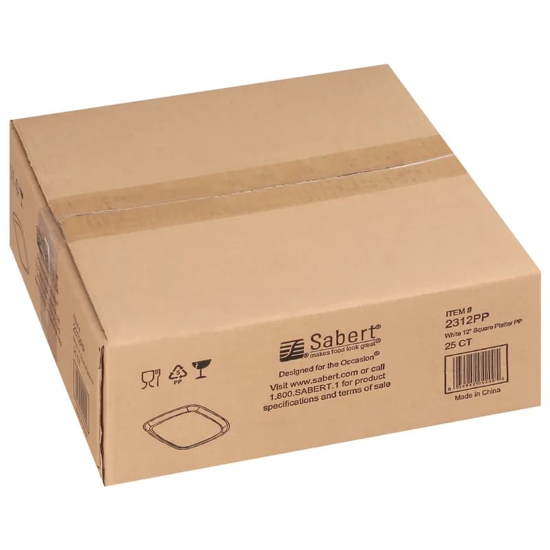 Serving Tray 12X12 IN PP White Square 25/Case
