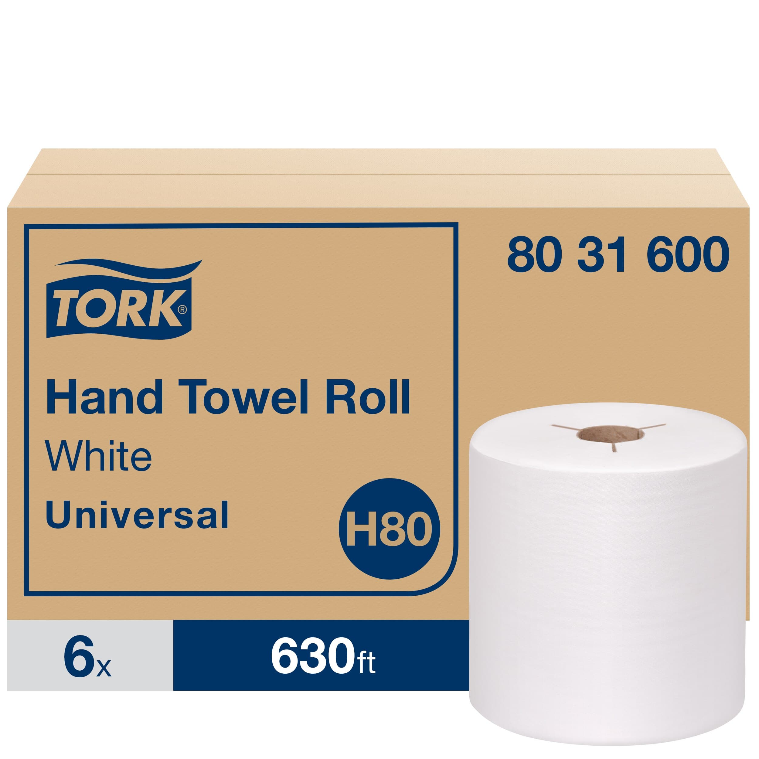 Tork Controlled® Roll Paper Towel H80 8IN X630FT White Standard Roll Y-Notch Embossed Refill 6 Rolls/Case