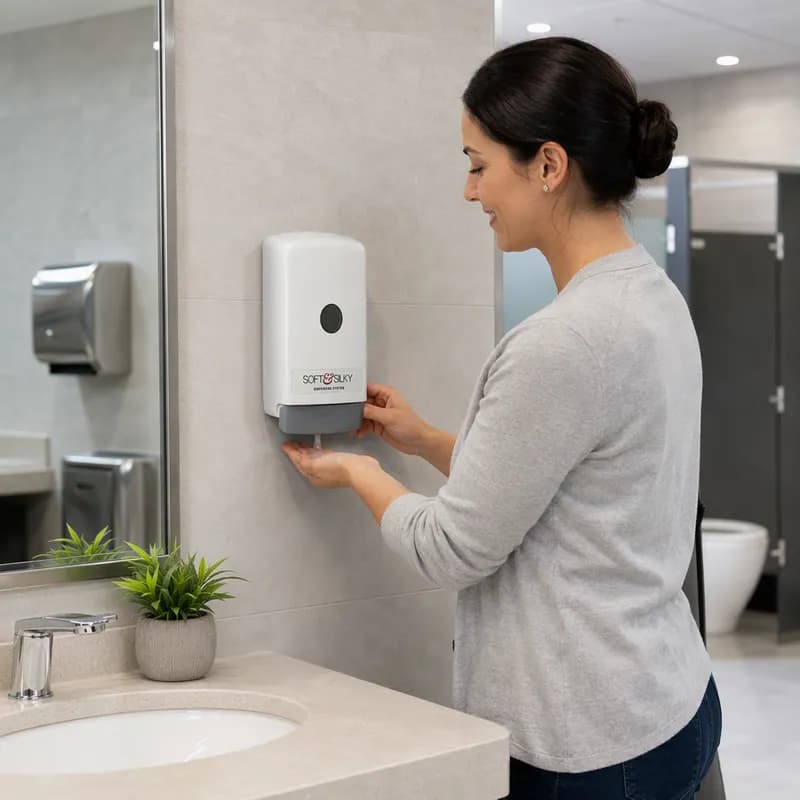 Soft & Silky Soap Dispenser Liquid 800 mL White Manual Surface Mount 1/Each
