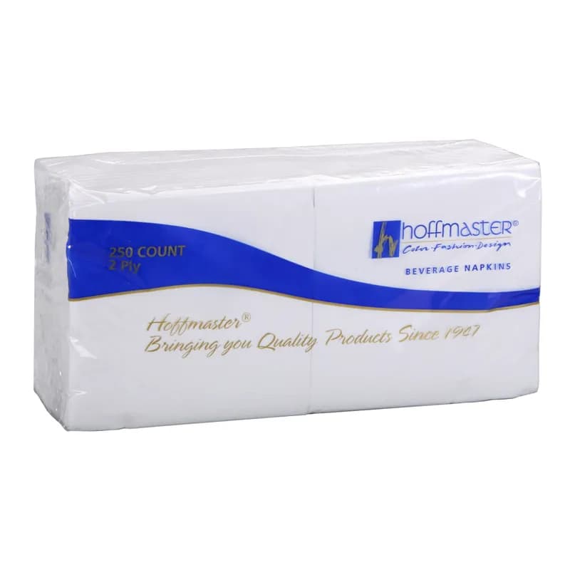 Beverage Napkins 10X10 IN White Regal Paper 2PLY 1/4 Fold Embossed 3000/Case
