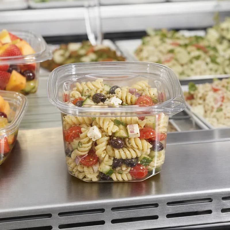 Evolutions® Deli Container Base 16 OZ PET Clear Square Tamper-Evident Tamper-Resistant 400/Case