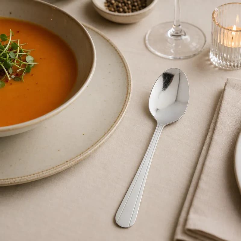 Dominion Dinner Spoon 7X1.625 IN 18/0 Stainless Steel Medium Weight Silver Oval Bowl 12/Dozen