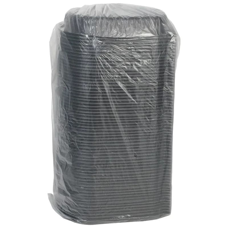 Take-Out Container Base 8.125X6.5X1.5 IN MFPP Black Rectangle Microwave Safe Soak-Proof 250/Case