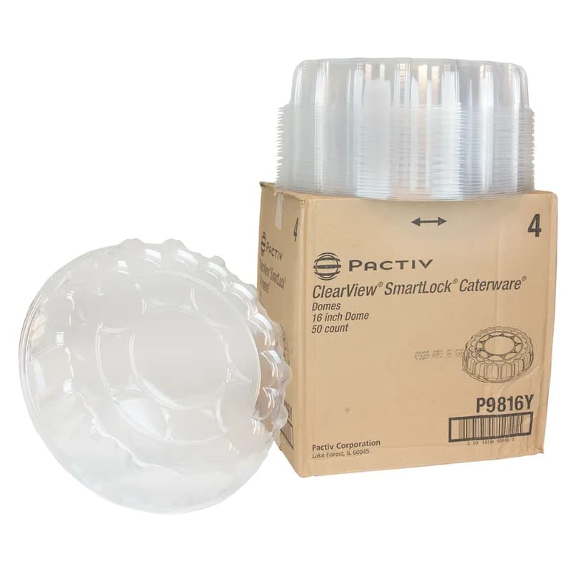 Caterware® Lid Dome 16X3.5 IN 1 Compartment OPS Clear Round For Container 50/Case