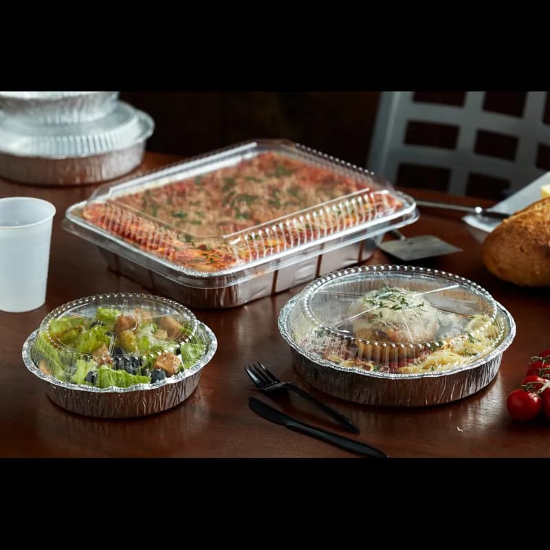 Take-Out Container Base 6.6X1.5 IN Aluminum Silver Round Hemmed Edge Grease Resistant 250/Case