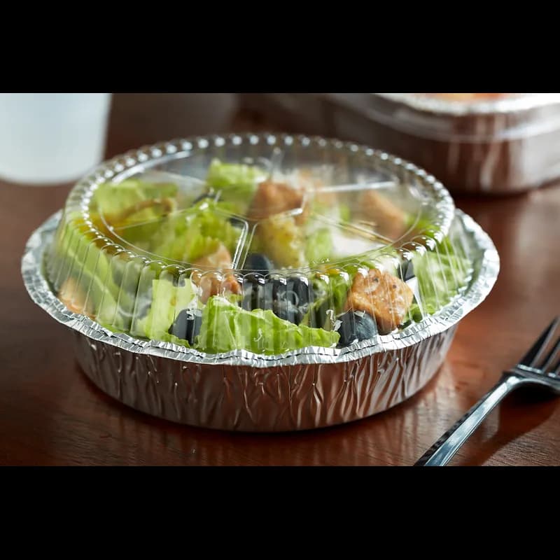 Take-Out Container Base 6.6X1.5 IN Aluminum Silver Round Hemmed Edge Grease Resistant 250/Case