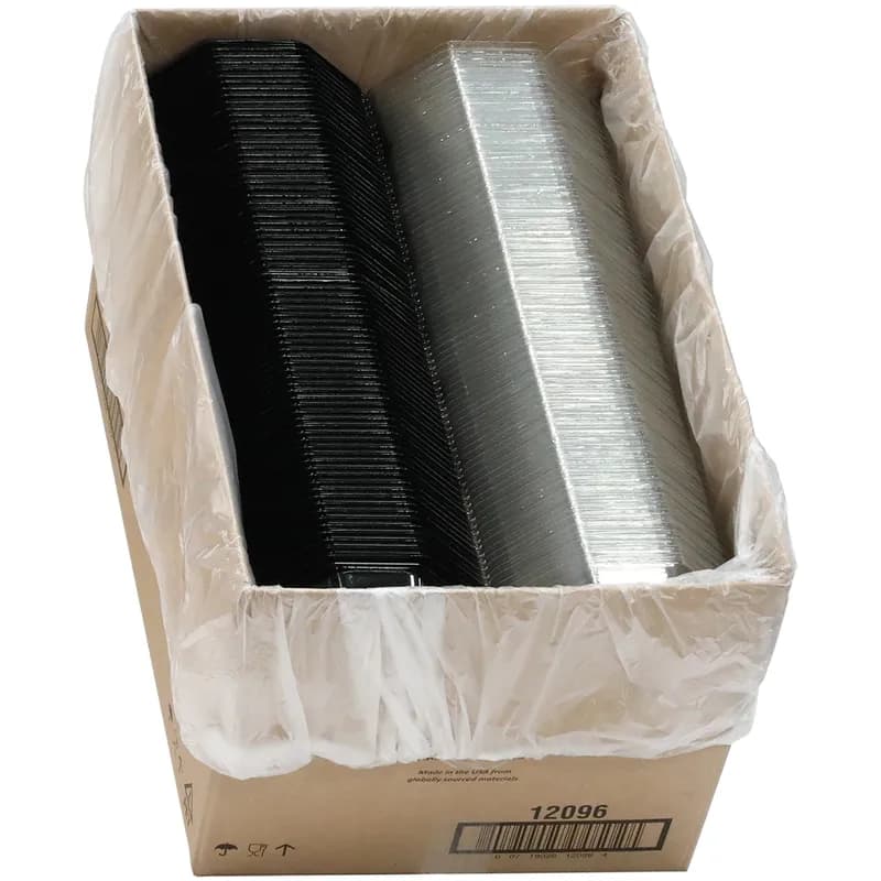 Take-Out Container Hinged With Dome Lid 6.5X6.5X2.625 IN RPET Black Clear Octagon 150/Case