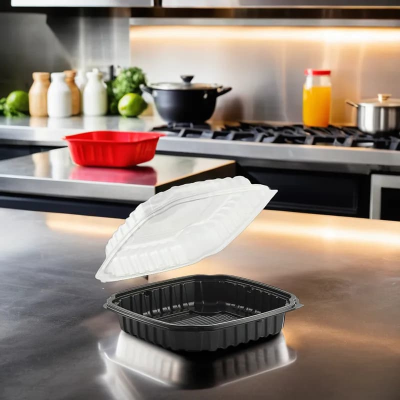 Take-Out Container Hinged With Dome Lid 9.5X10.5 IN PP Anti-Fog 100/Case
