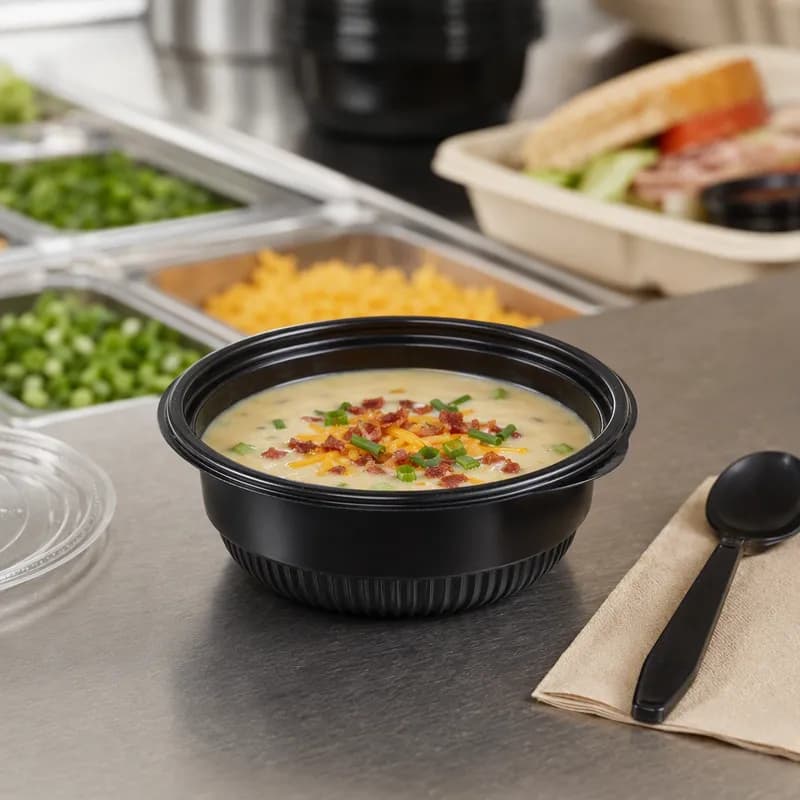 Incredi-Bowls® Bowl 8 OZ PP Black Round Microwave Safe 500/Case