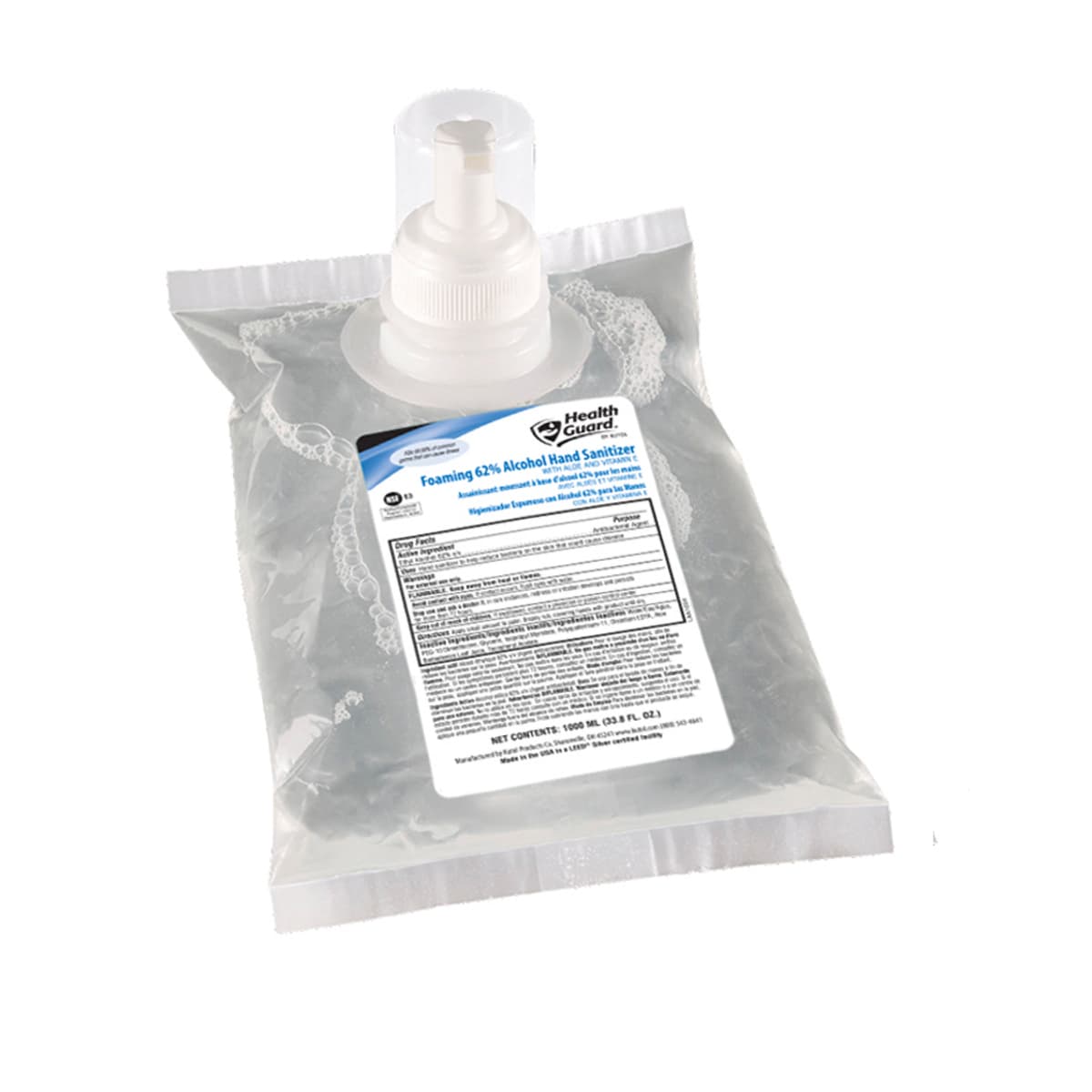 Hand Sanitizer Foam 1 L Unscented Fragrance Free Clear 62% Ethyl Alcohol 6/Case