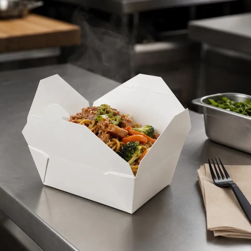 Bio-Pak® #8 Take-Out Container Base 6X4.75X2.5 IN White 1/Case