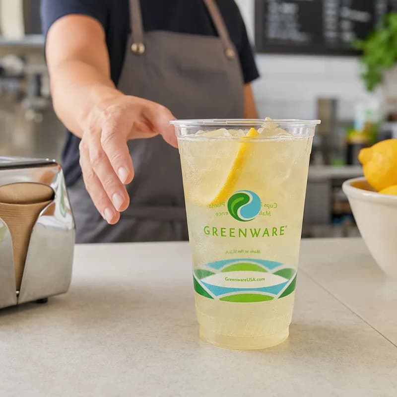 Greenware® Cold Cup 20 OZ PLA Clear Stock Print 1000/Case