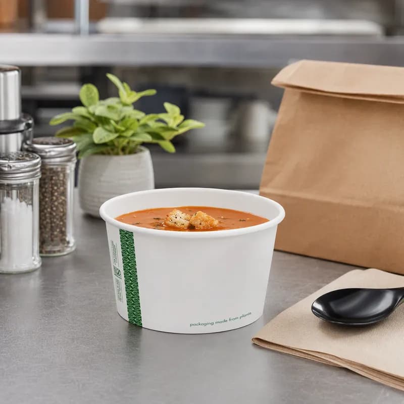Soup Food Container 12 OZ Paper PLA White Round 500/Case
