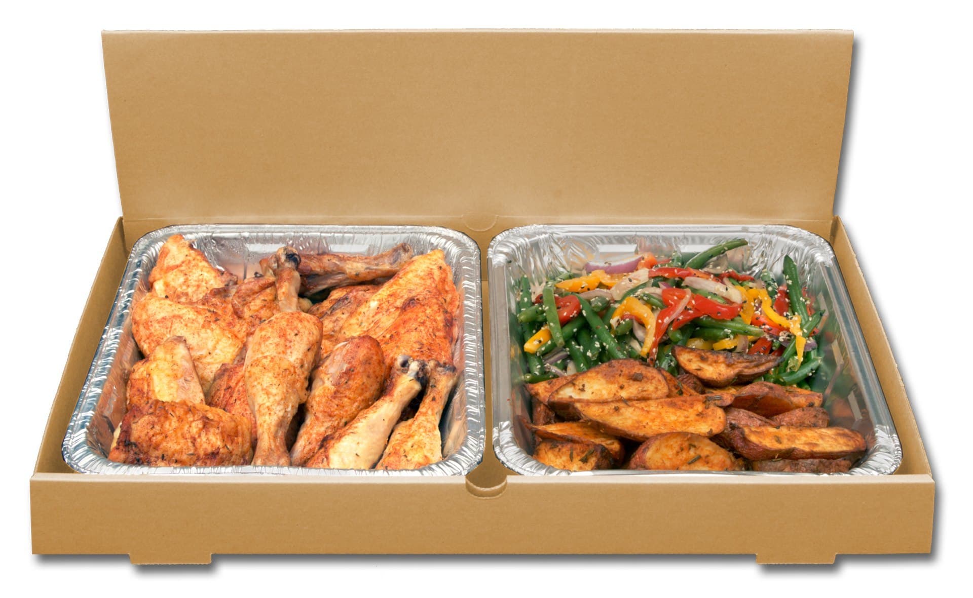 The Catering Box REGULAR 21.75X13.25X2.5 IN Corrugated Cardboard Kraft Rectangle
Folding Display Lid Option 50/Bundle