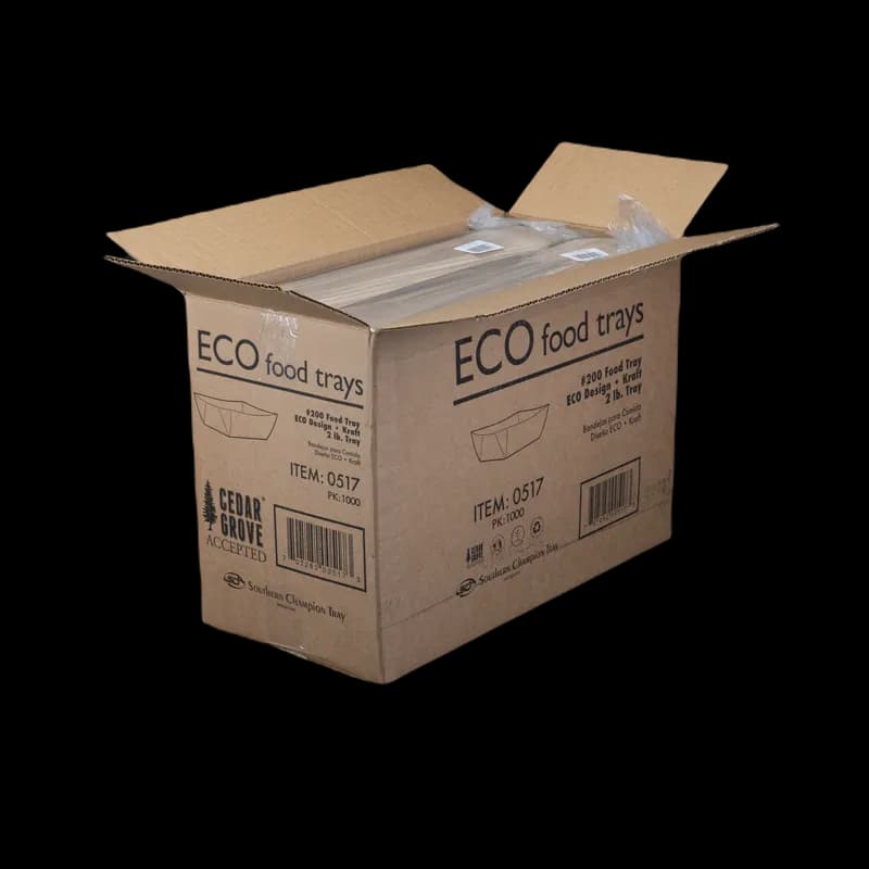 Food Tray 2 LB Kraft Paperboard Kraft Rectangle 1000/Case