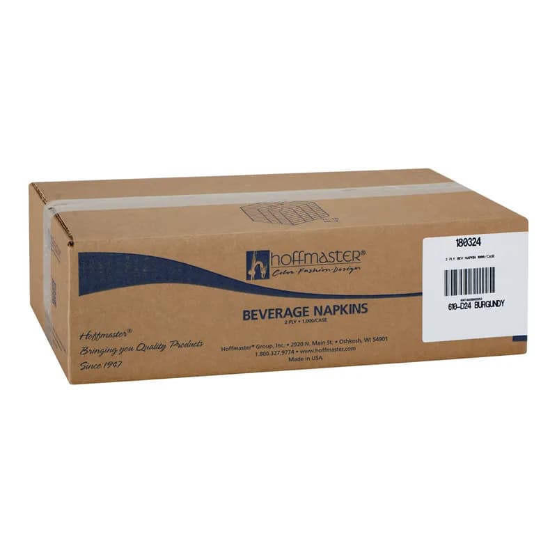 Beverage Napkins 10X10 IN Burgundy Paper 2PLY 1/4 Fold 1000/Case