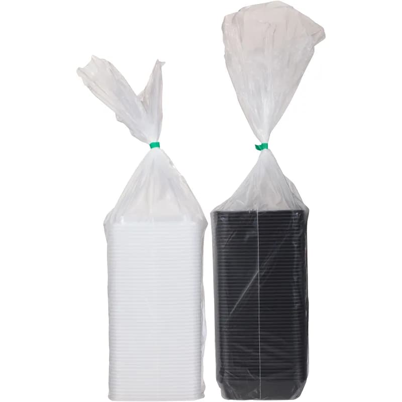 Take-Out Container Base & Lid Combo 12 OZ Plastic Black Rectangle 150/Case