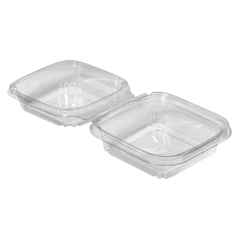 Safe-T-Fresh® Deli Container Hinged With Dome Lid 24.7 OZ RPET Clear Square 272/Case