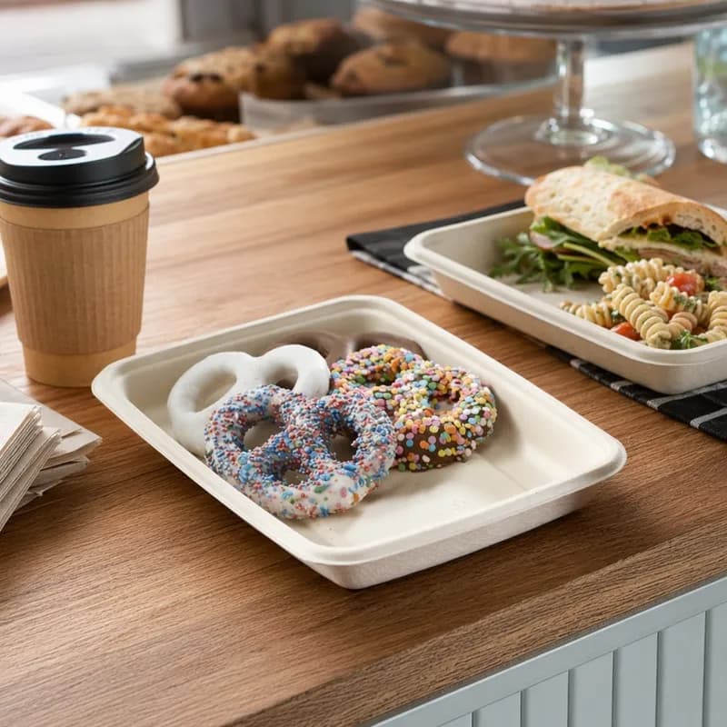Take-Out Container Base Medium (MED) 6X9X1 IN Pulp Fiber Kraft Rectangle 300/Case