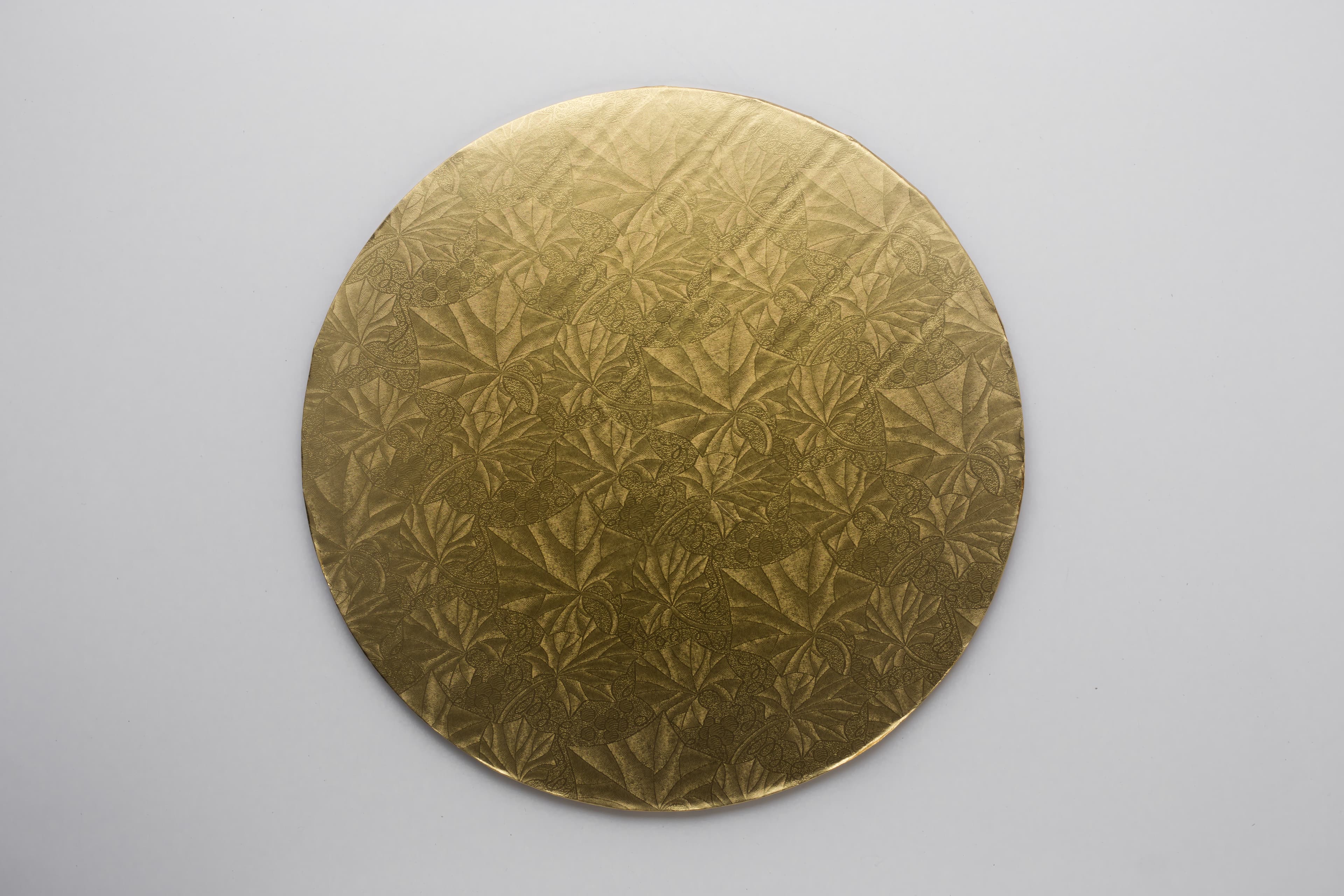 Cake Board 16X0.5 IN Paperboard Gold Round Embossed 12/Case