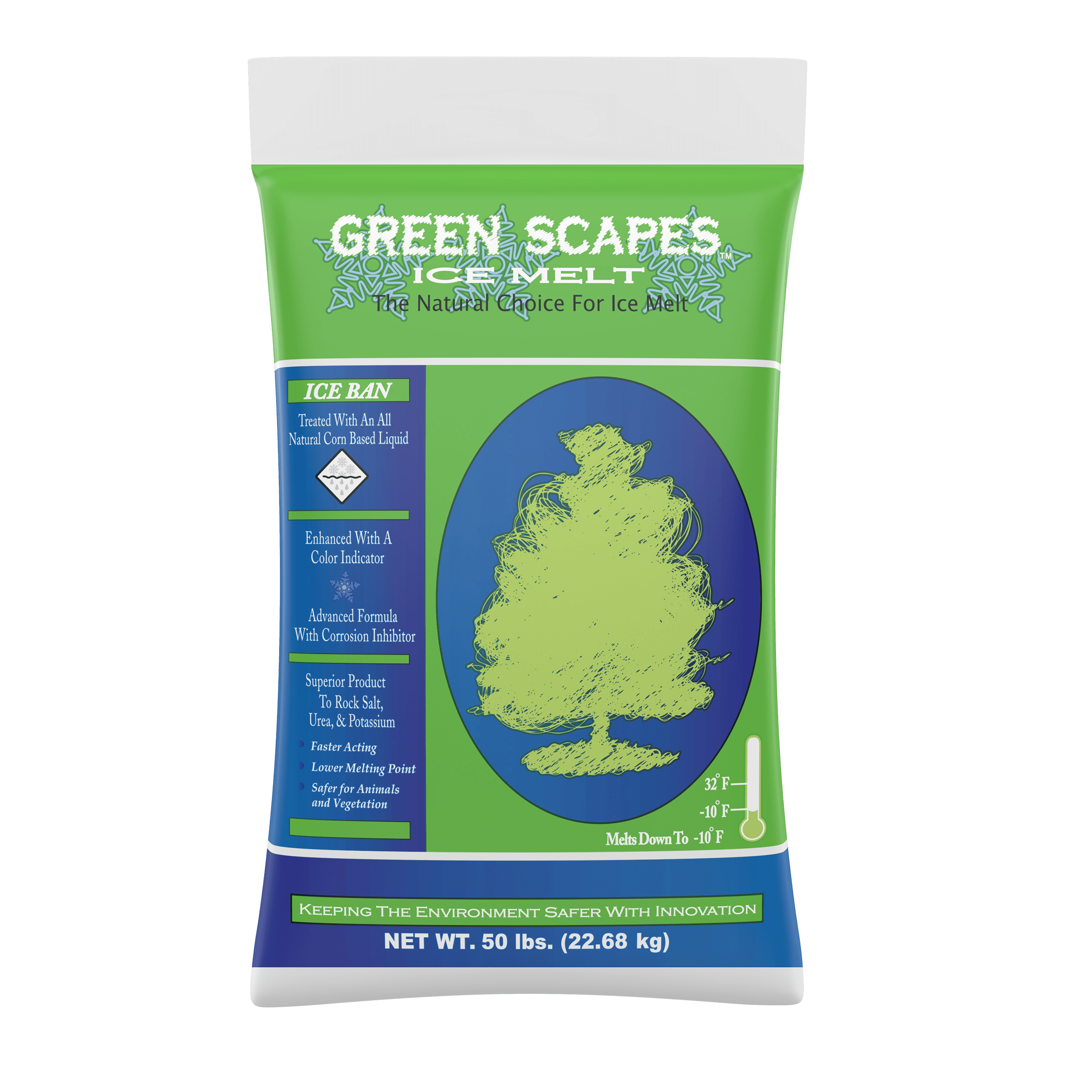 Green Scapes Ice Melt 50 LB Magnesium Chloride Corn Derived Sodium Crystals Bag 1/Bag