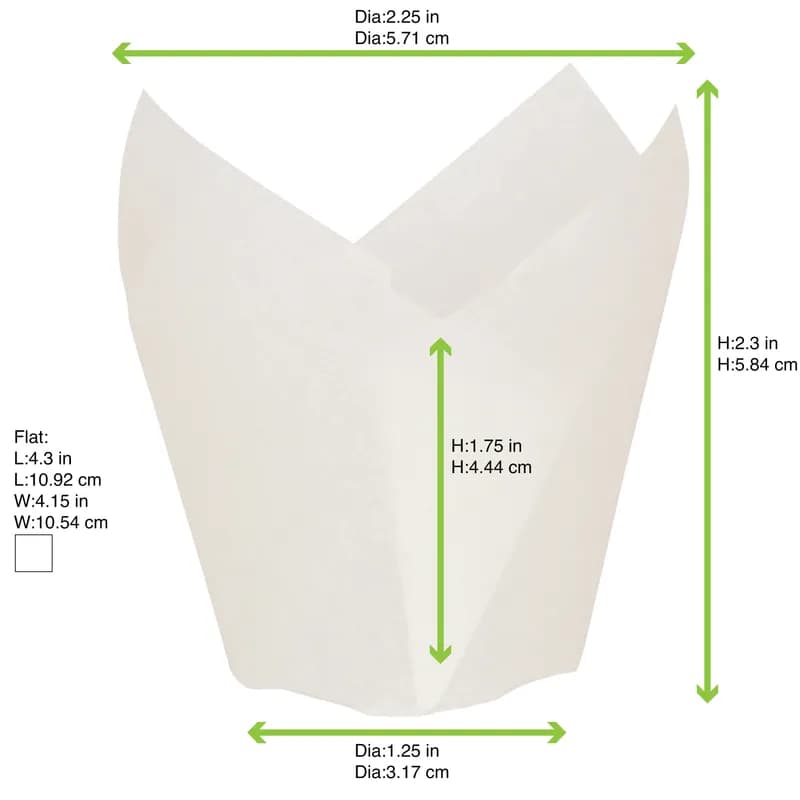 Baking Cup 1.25 OZ 1.2X1.2 IN Silicone White Tulip 100 Count/Pack 10 Packs/Case 1000 Count/Case