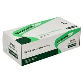 Victoria Bay General Purpose Gloves Large (LG) Ivory Latex Disposable Powder-Free 100 Count/Pack 10 Packs/Case