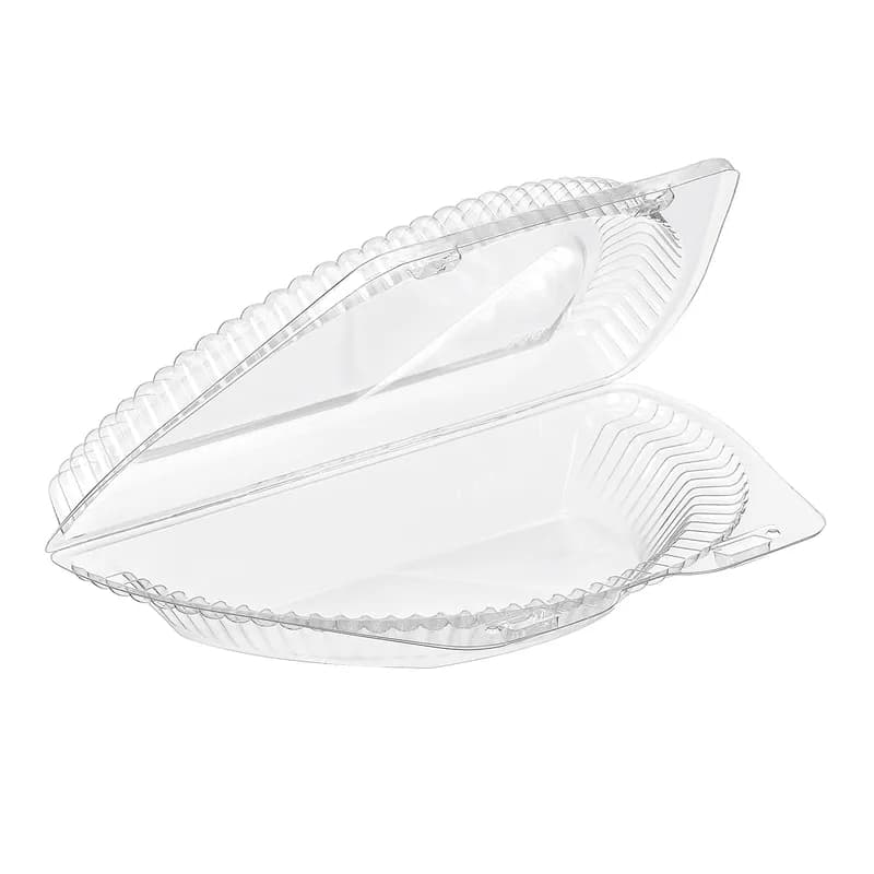 Essentials SureLock Half Pie Hinged Container With Dome Lid 8.8125X5.1875X1.875 IN RPET Clear Round 250/Case