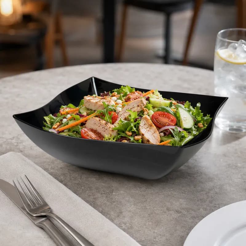 Wavetrends Salad Bowl 64 OZ Plastic Black 50/Case