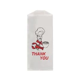 Take-Out Doggie Bag 5X3X12 IN Bleached Kraft Paper White Lobster & Chef Gusset 500/Case