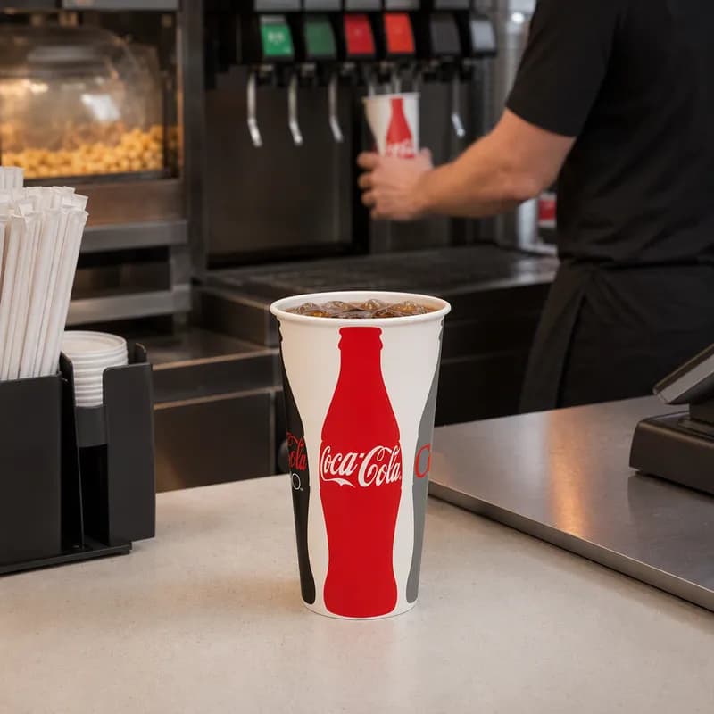 Cold Cup 32 OZ Single Wall Poly-Coated Paper Coca-Cola 600/Case