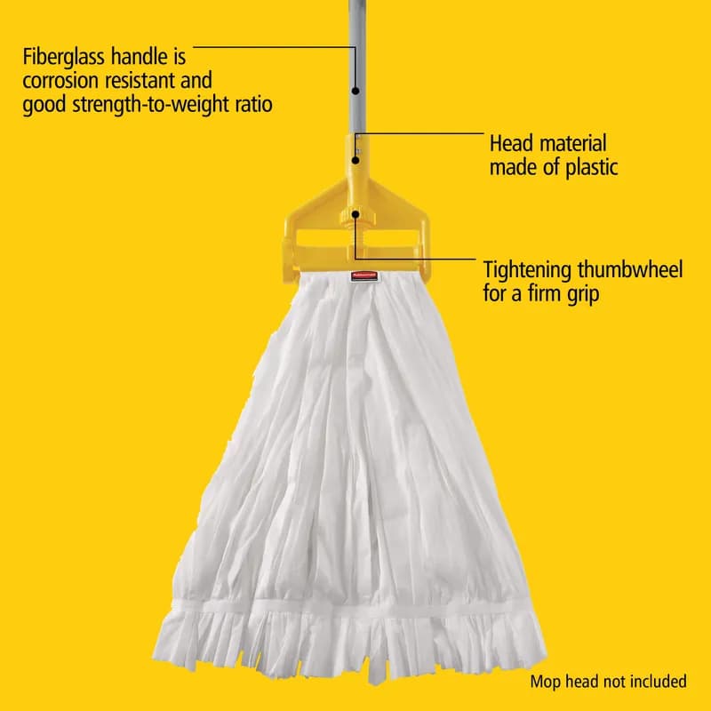 Invader® Mop Handle 60IN Gray Yellow Fiberglass Side Gate 1/Each