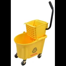 Mop Bucket & Wringer 26 QT Plastic Yellow Side Press 1/Each