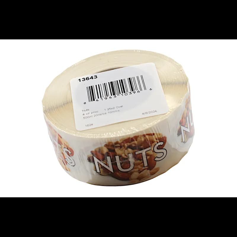 Nuts Bakery Flavor Label 1.25X2 IN Oval 4 Color Process 500 Count/Roll 5 Rolls/Sleeve