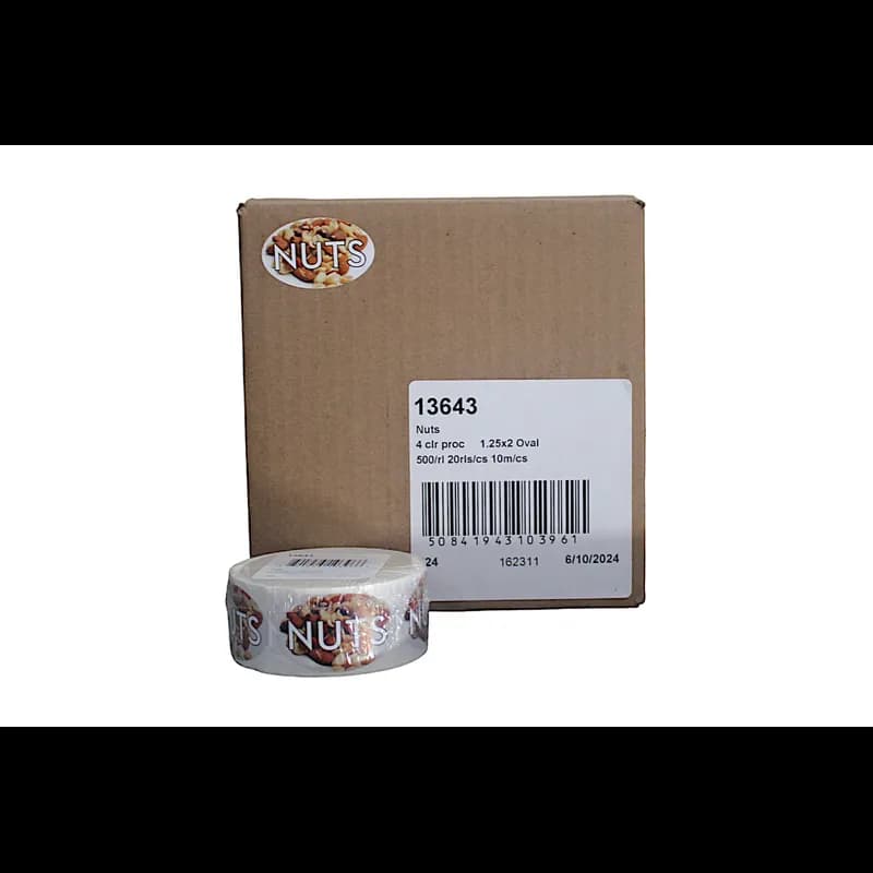 Nuts Bakery Flavor Label 1.25X2 IN Oval 4 Color Process 500 Count/Roll 5 Rolls/Sleeve