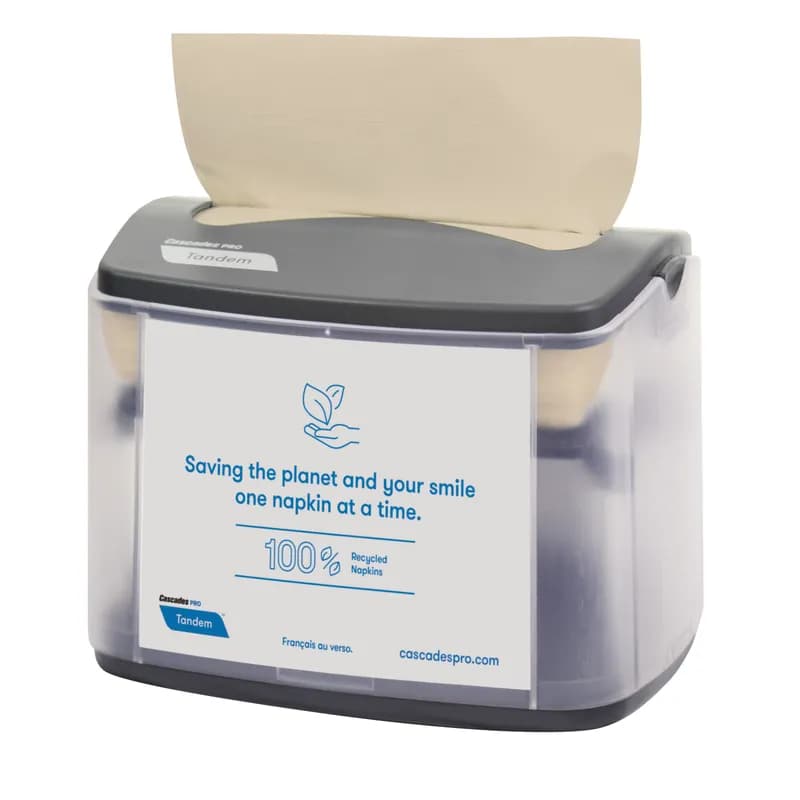 Cascades PRO Tandem® Napkin Dispenser Gray Plastic Interfold Tabletop 1/Each