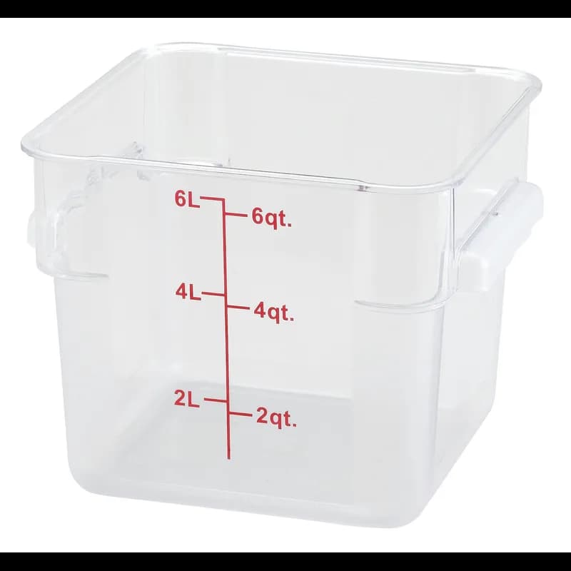 Food Storage Container 6 QT Clear Square PC Built-in Handle 1/Each