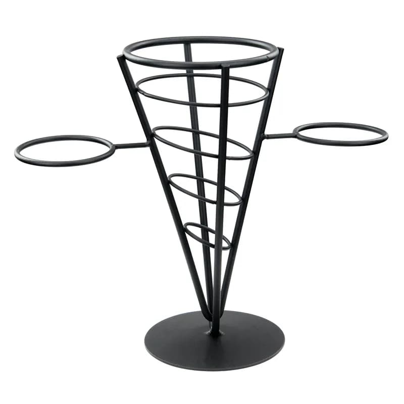 French Fry Holder Aluminum Black Cone Single 1/Each