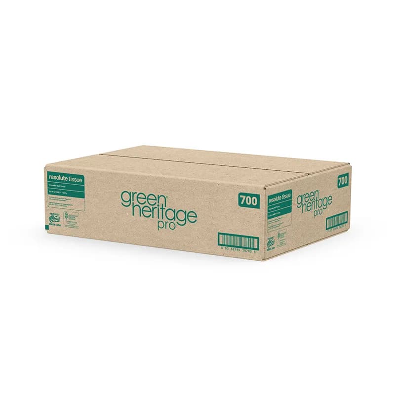 Green Heritage Pro Toilet Paper & Tissue Roll 1000 FT 2PLY White Jumbo (JRT) 9IN Roll 12 Rolls/Case