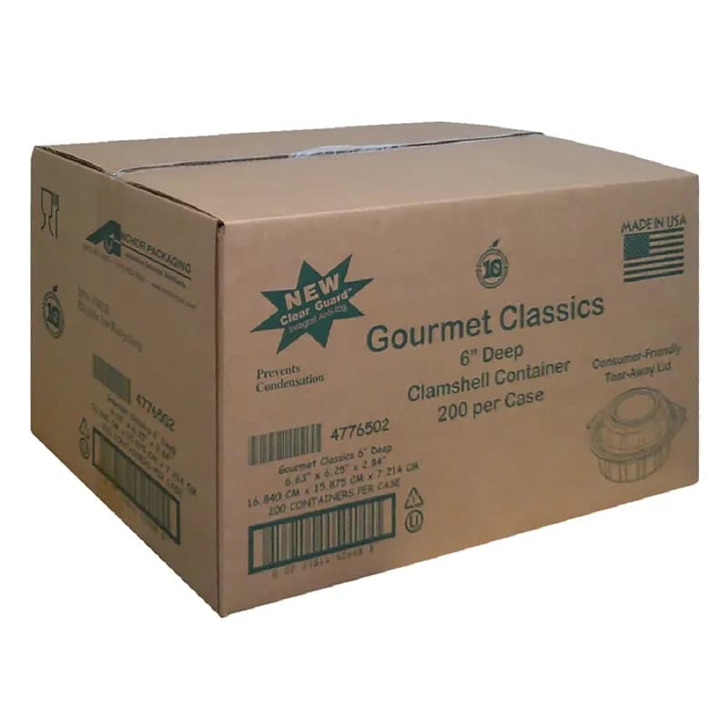 Cold Take-Out Container Hinged With Dome Lid 6X6 IN RPET Black Clear Deep 200/Case