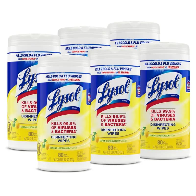 Lysol® Citrus Scent One-Step Disinfectant Multi Surface Wipe 80 Count/Pack 6 Packs/Case 480 Count/Case