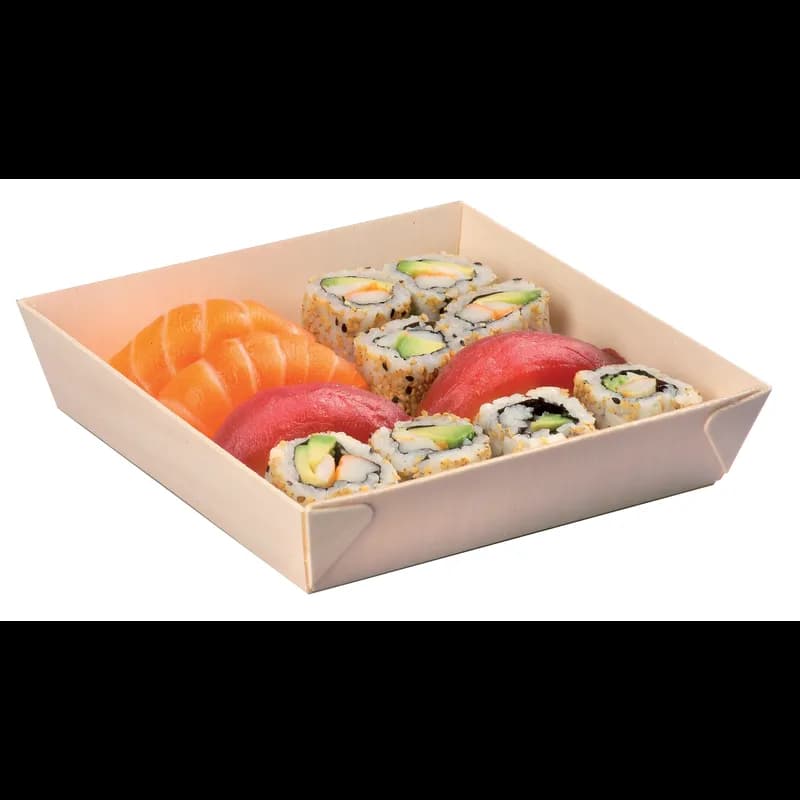 Serving Tray 6.6X6.6X1.4 IN Wood Samurai Square Microwave Safe 100 Count/Case