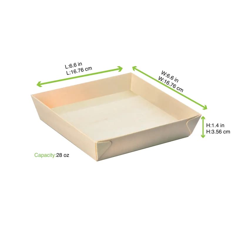 Serving Tray 6.6X6.6X1.4 IN Wood Samurai Square Microwave Safe 100 Count/Case
