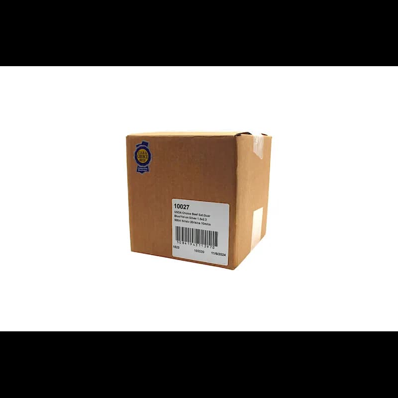 USDA Choice Beef Satisfaction Guaranteed Label 1.5X2.3 IN Blue Yellow Silver Ribbon 500 Count/Roll 20 Rolls/Case