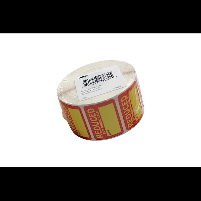 Reduced for Quick Sale Promo Write In Label 1.75X1.25 IN Red Yellow 1000 Count/Roll 30 Rolls/Case 30000 Count/Case