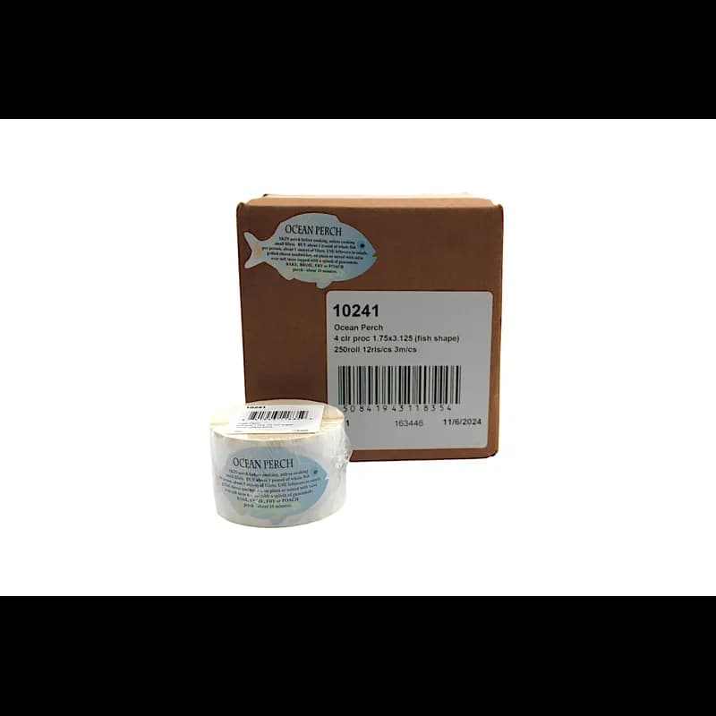 Ocean Perch Meat Fish Recipe Label 1.75X3.125 IN Fish 4 Color Process 250 Count/Roll 12 Rolls/Case 3000 Count/Case
