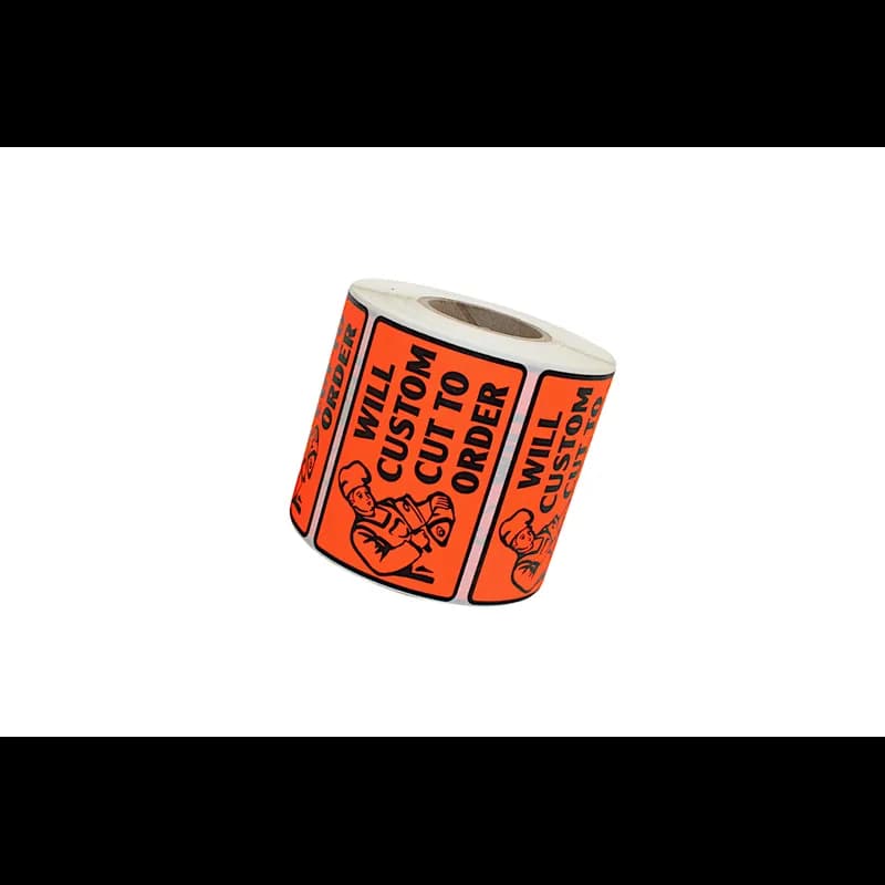 Will Custom Cut to Order Meat Label 3X2 IN Black Fluorescent Red 500 Count/Roll 20 Rolls/Case 10000 Count/Case