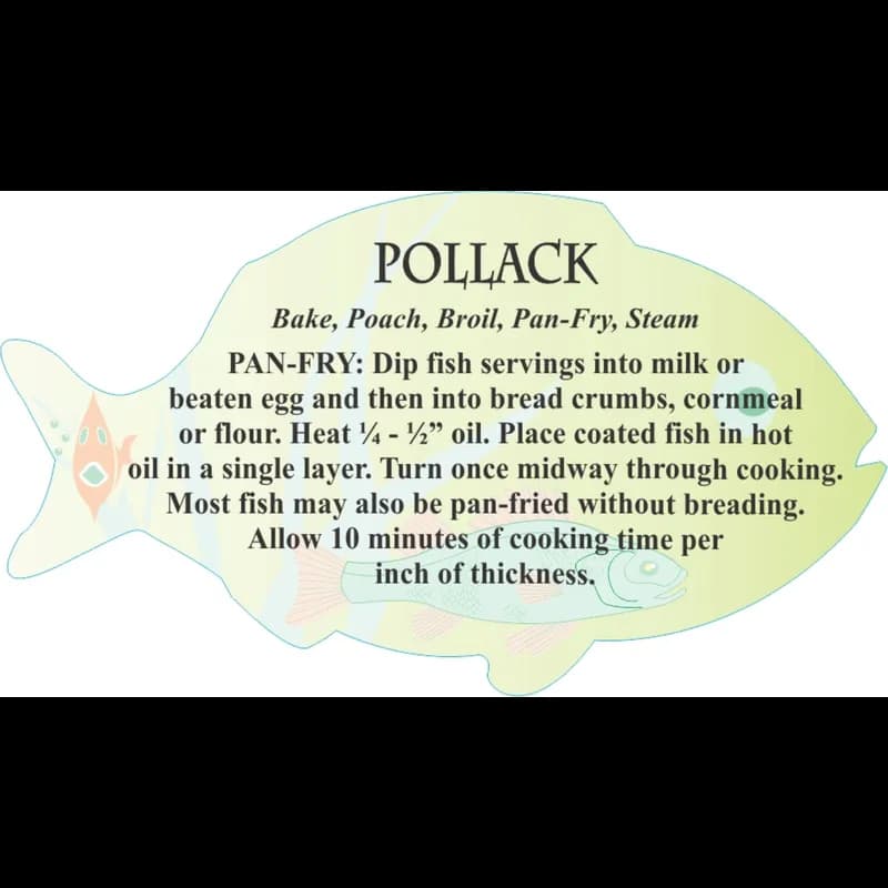 Pollock Meat Fish Recipe Label 1.75X3.125 IN Fish 4 Color Process 250 Count/Roll 12 Rolls/Case 3000 Count/Case