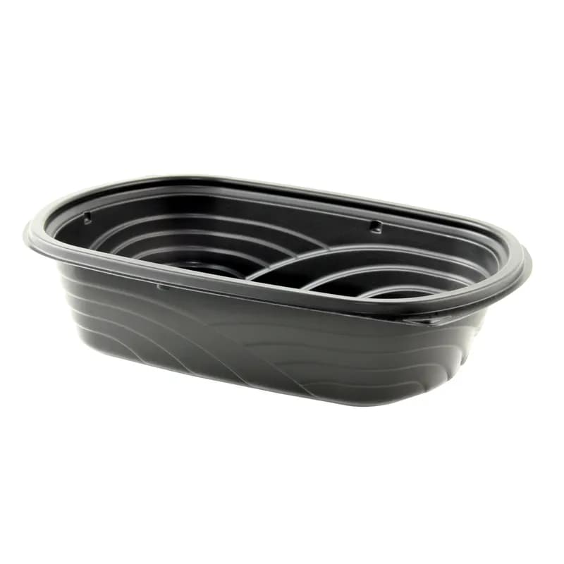 Take-Out Container Base Medium (MED) 32 OZ PP Black Rectangle Microwave Safe 252/Case